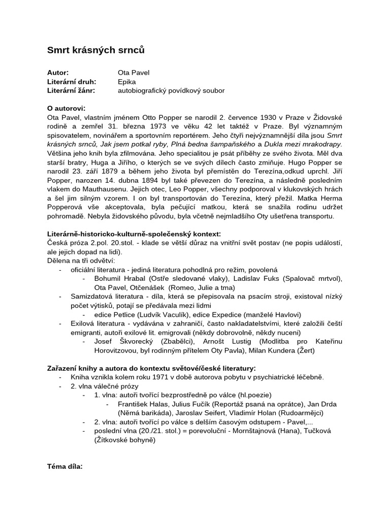 SMRT Krásných Srnců | PDF