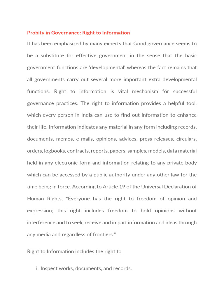 Right to Information Act Overview | PDF | Justice | Crime & Violence