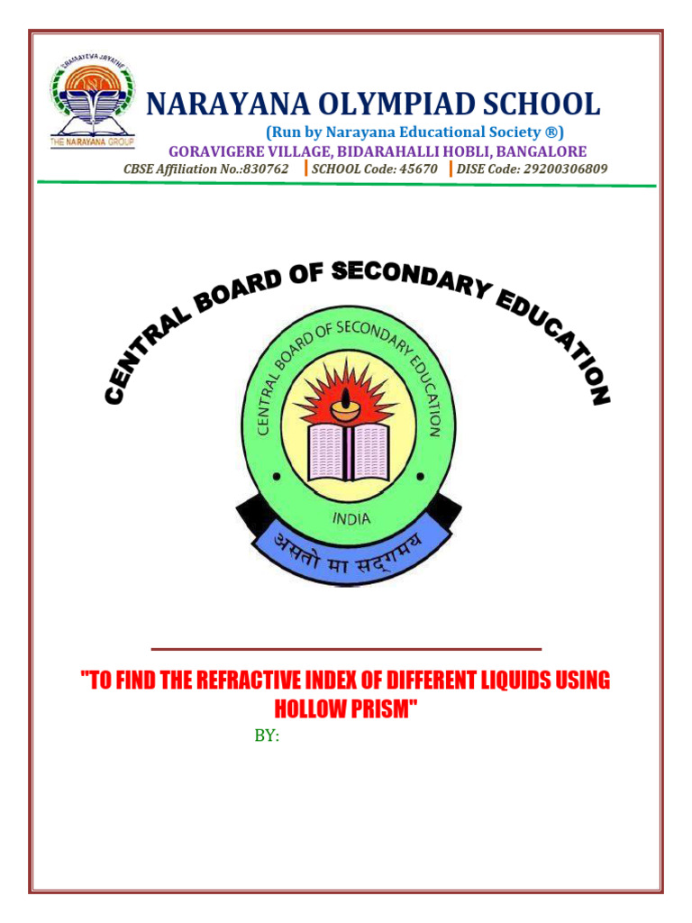 Refractive Index Measurement Project | PDF | Refraction | Refractive Index