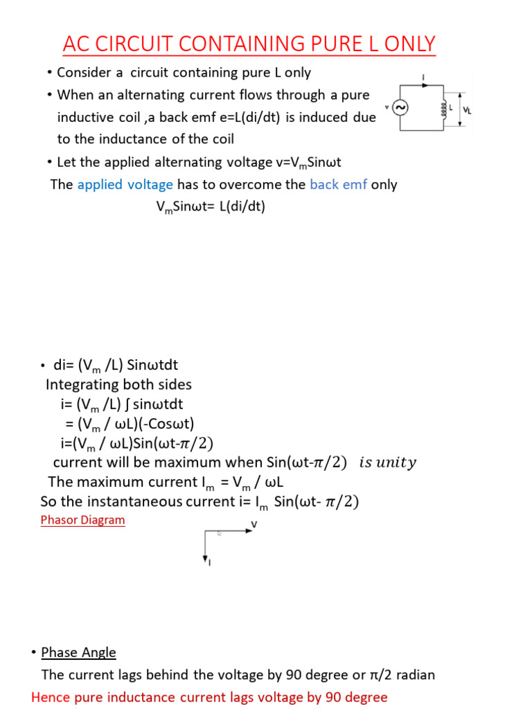 Pure Inductive AC Circuit Analysis | PDF