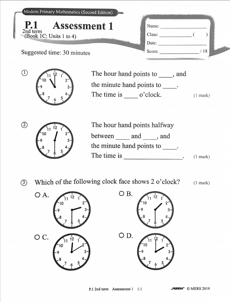 P1 Maths Ex 03 | PDF