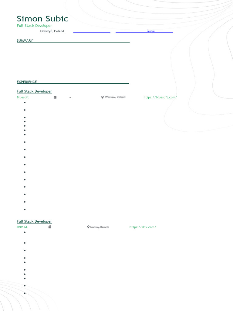 Full Stack Developer Simon Subic Profile | PDF | Scalability | Computer ...
