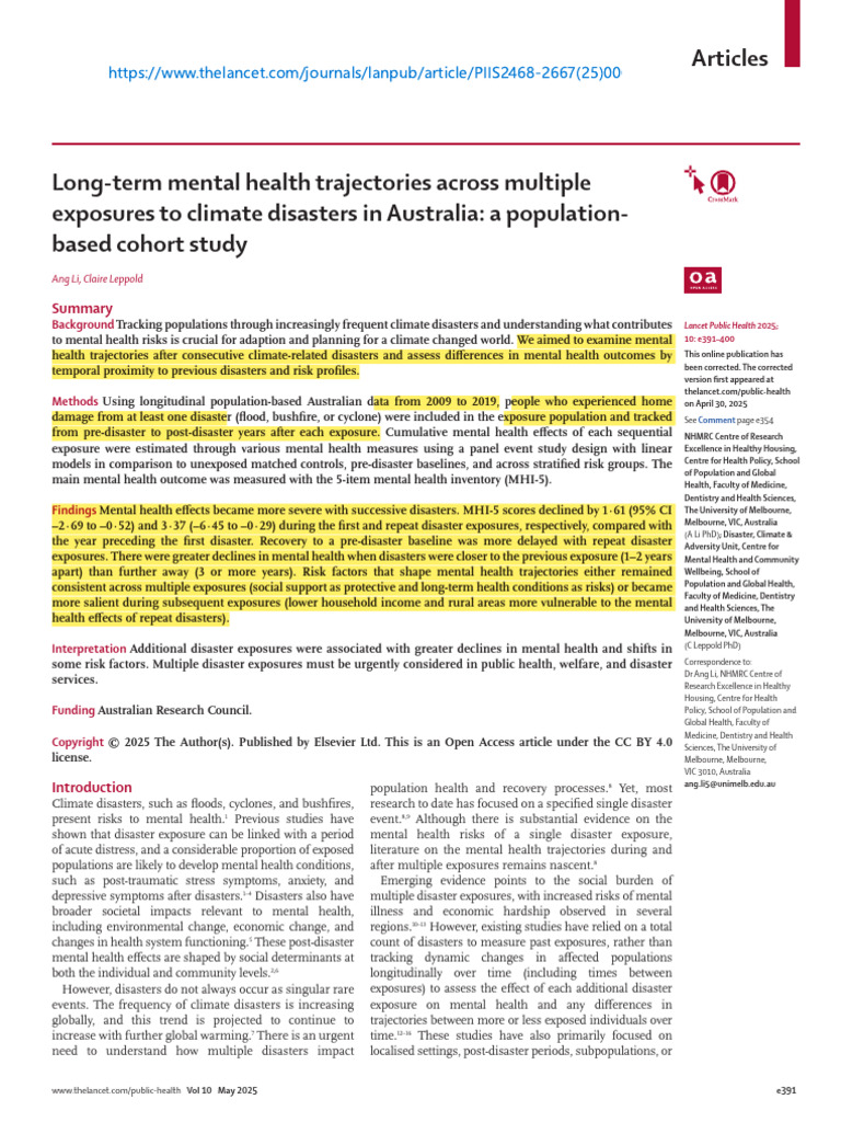 Long-Term Mental Health Trajectories Across Multiple | PDF | Cohort ...