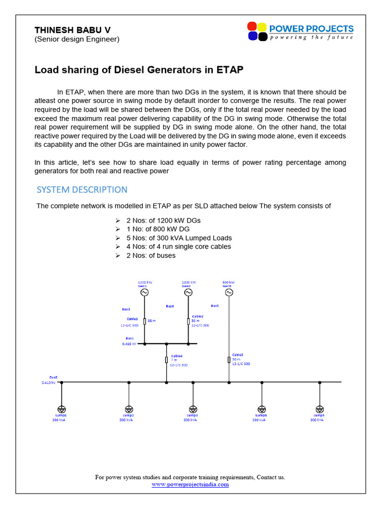 Load Sharing of Diesel Generators in ETAP | PDF | Ac Power | Physical ...