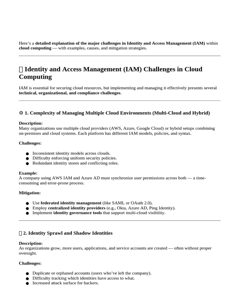 IAM Challenges in Cloud Computing | PDF | Cloud Computing | Authentication