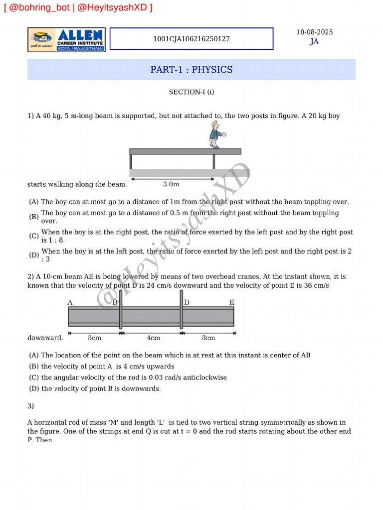 (@bohring - Bot - @HeyitsyashXD) Pre Score Paper 2 | PDF