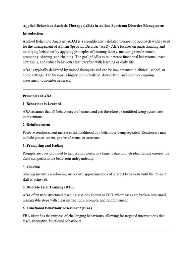 ABA Therapy for Autism Management | PDF | Autism | Behaviorism