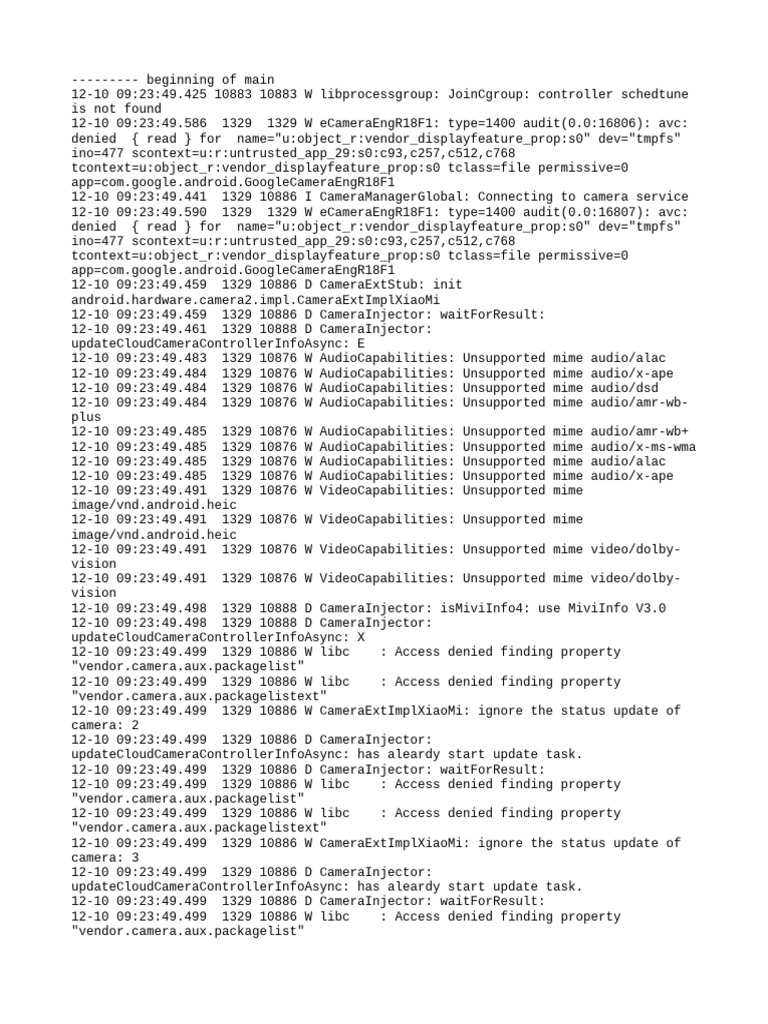 Camera Service Error Logs Analysis | PDF | Computer Architecture ...