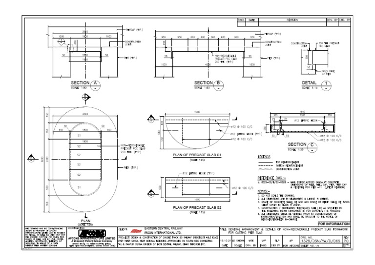 Section A Section B Detail 1: Plan of Precast Slab S1 | PDF