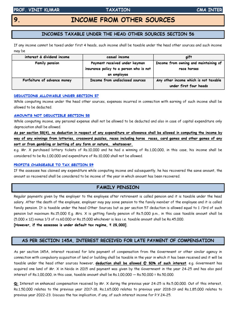 Income from Other Sources: Tax Guide | PDF | Dividend | Taxes
