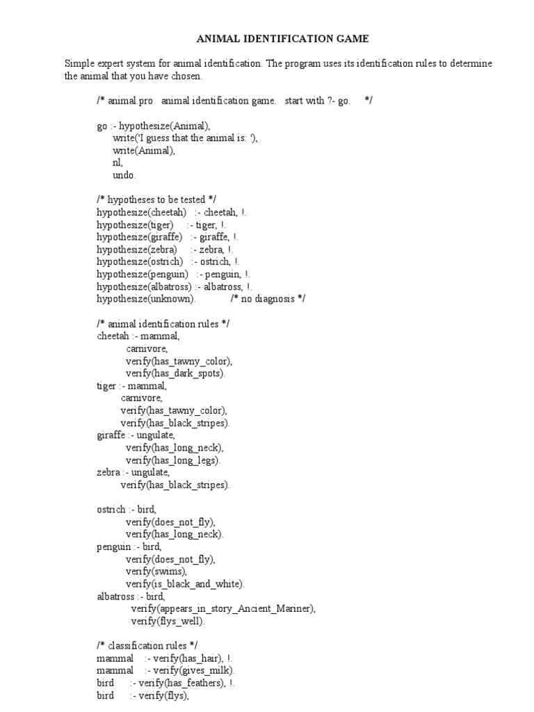 Animal Identification System | PDF | Mammals | Birds