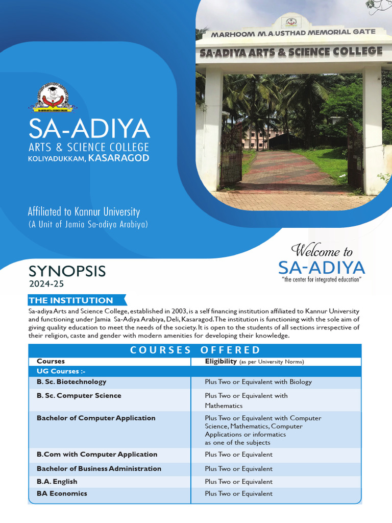 Courses Offered at Sa-adiya College | PDF | Science | Qualifications