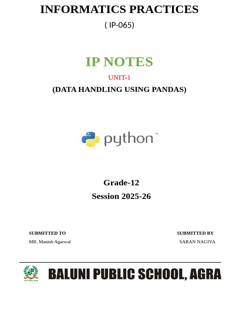 Data Handling with Pandas in Python | PDF | Comma Separated Values ...
