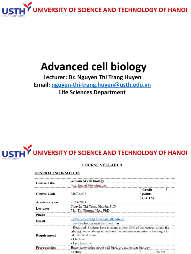Advanced Cell Biology Course Overview | PDF