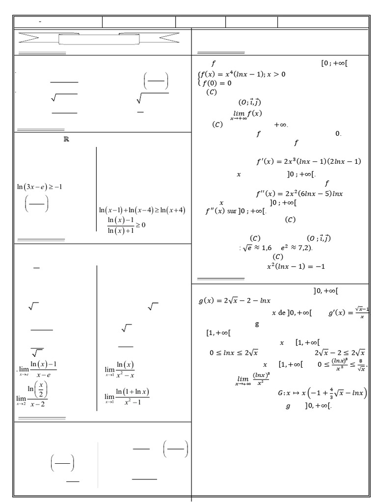 Analyse des fonctions logarithmiques et limites | PDF | Limite ...