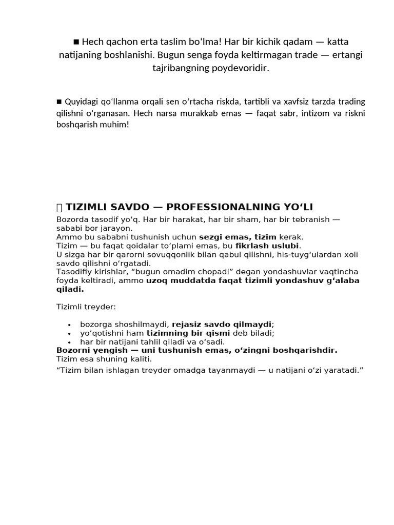 Tizim Bilan Savdo Qil | PDF