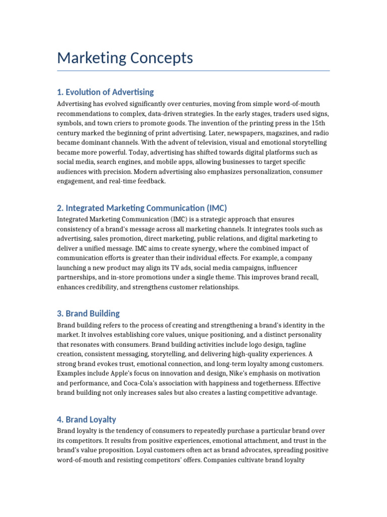 Key Marketing Concepts Explained | PDF | Brand | Marketing Communications