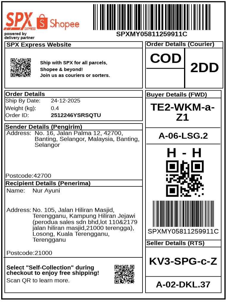 SPX Express Shipping Order Details | PDF