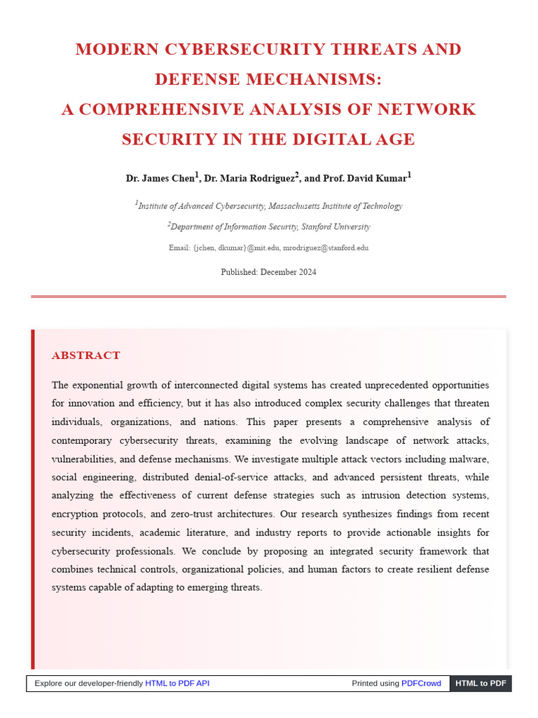 Cybersecurity Threats & Defense Analysis | PDF | Security | Computer ...