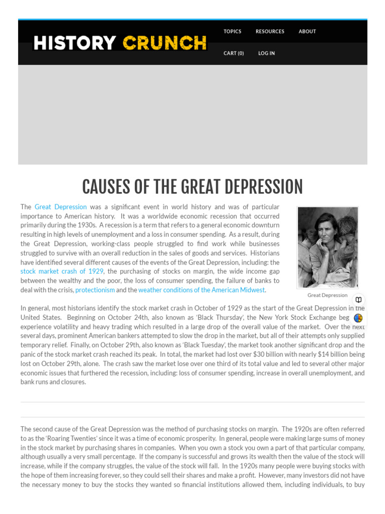 Causes of the Great Depression Explained | PDF | Great Depression | Tariff