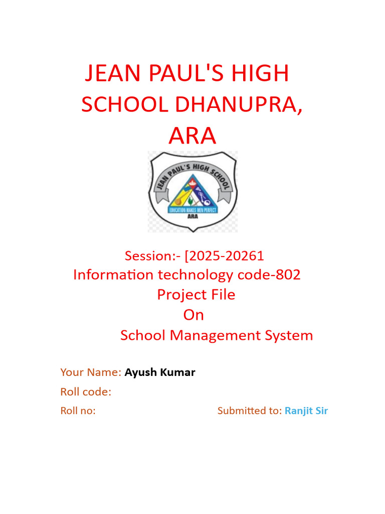 School Management System Project in Java | PDF | Information Technology ...