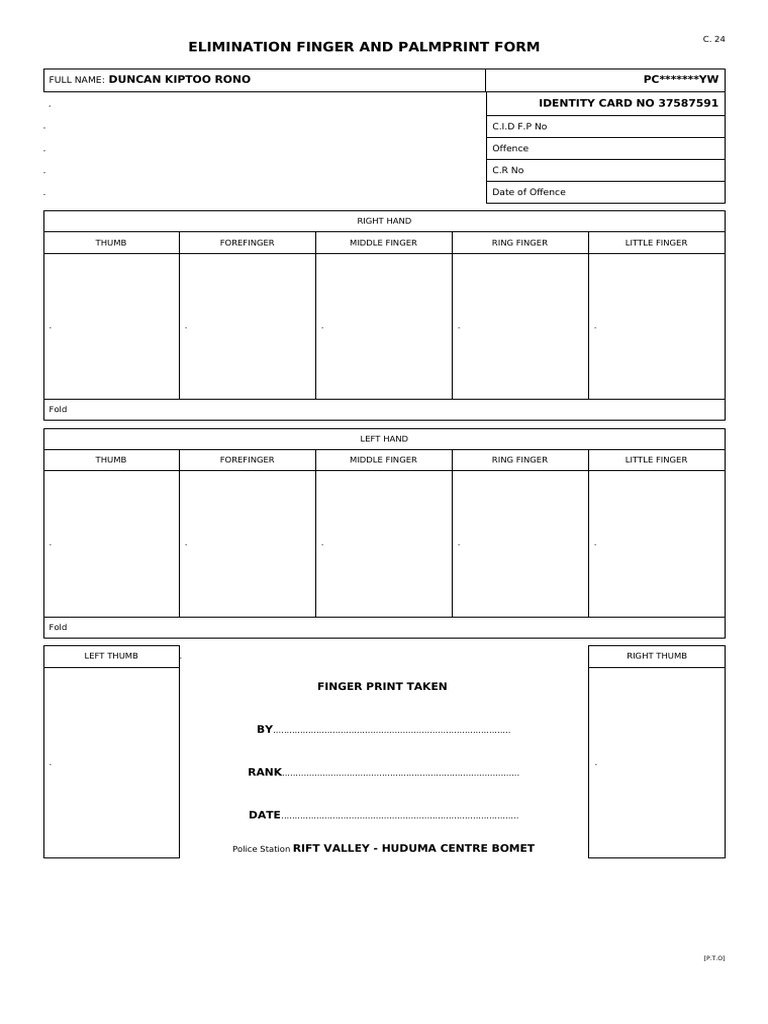 Pcc-jrsgym6yw-c24 Finger and Palm Print Form | PDF | Hand | Limbs (Anatomy)