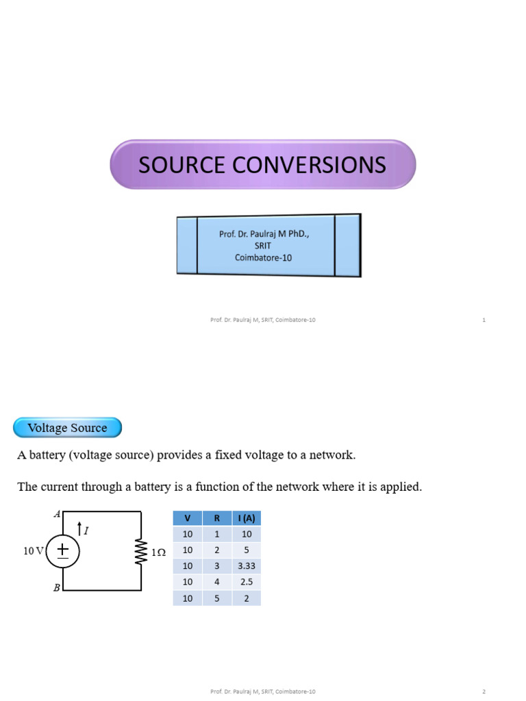 Source Conversions in Electrical Circuits | PDF | Series And Parallel ...