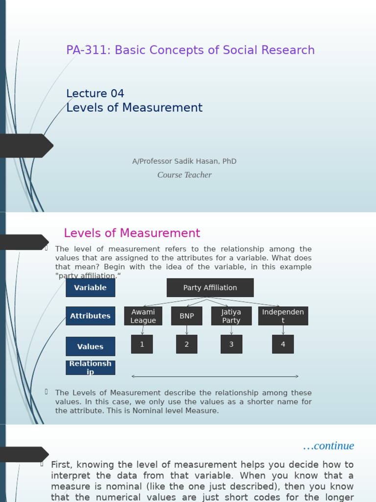 Levels of Measurement in Social Research | PDF