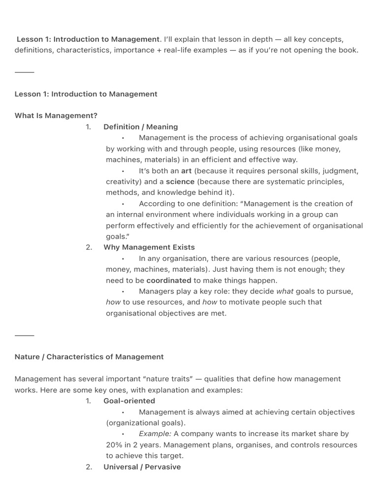 Key Concepts of Management Explained | PDF | Goal | Employment