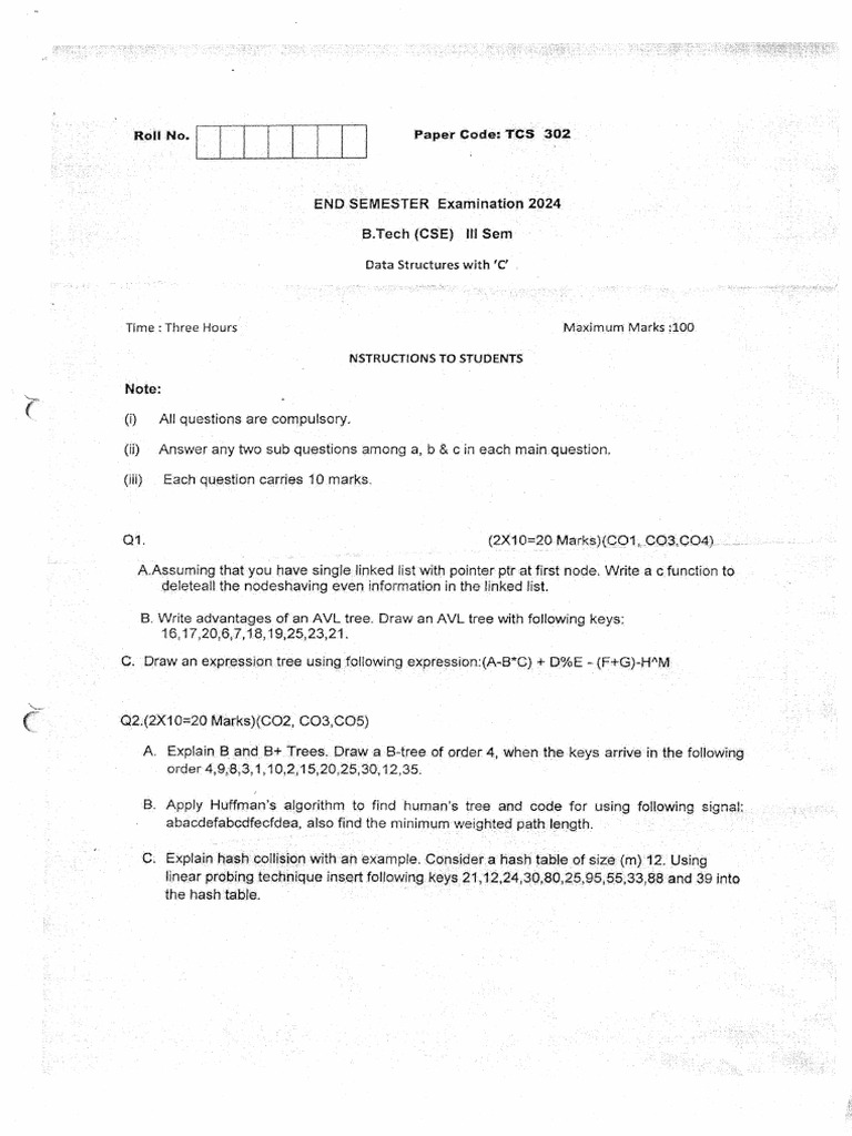 tcs302 Endsem 2024 Dec 26 | PDF