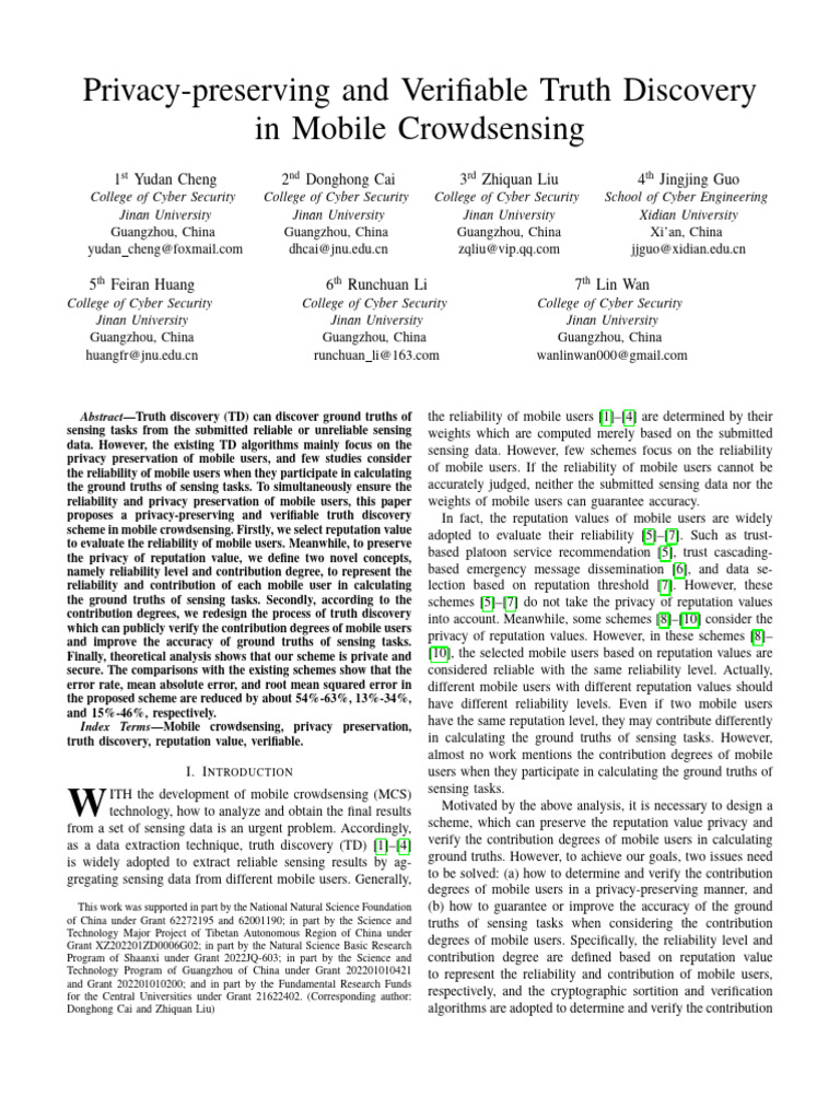 Privacy-Preserving and Verifiable Truth Discovery in Mobile ...