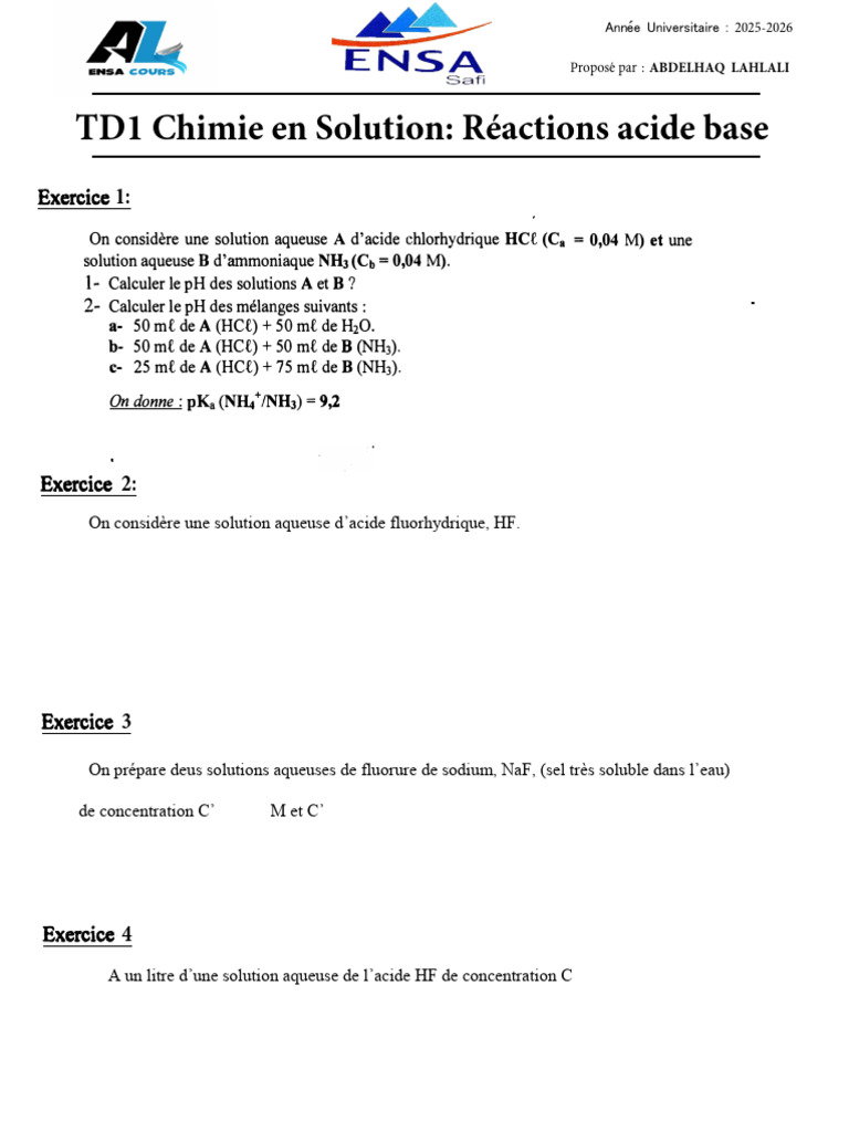 Calcul du pH en solutions acides et basiques | PDF