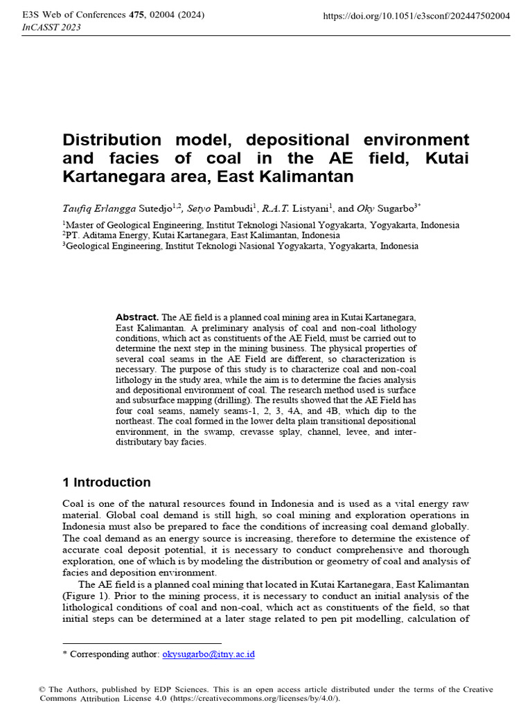 Coal Facies and Depositional Model in AE Field | PDF | Sedimentary Rock ...