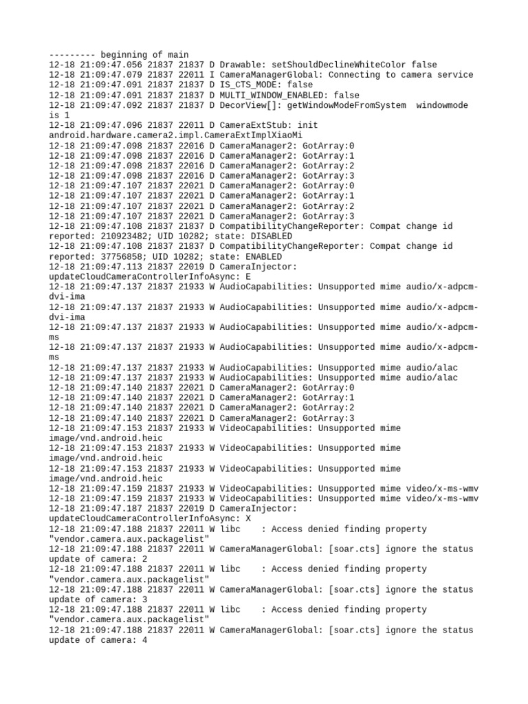 Camera and Audio Capabilities Log | PDF | Computer Programming ...