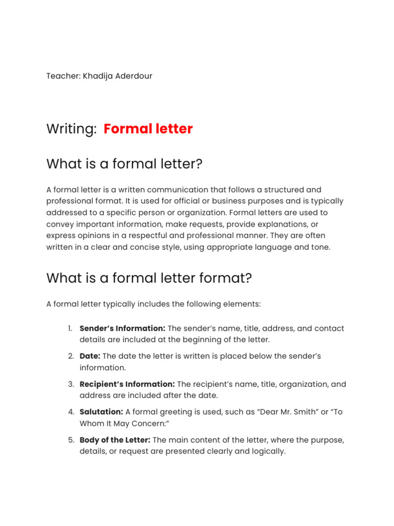 Guide to Writing Formal Letters | PDF