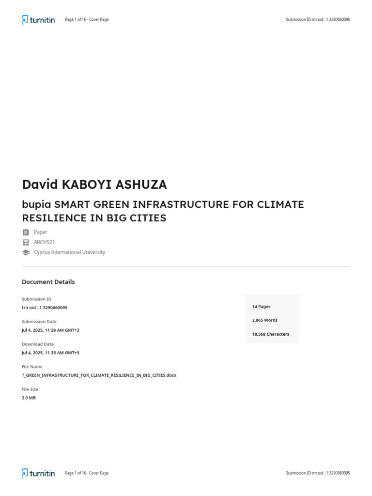 Smart Green Infrastructure for Urban Resilience | PDF | Green ...