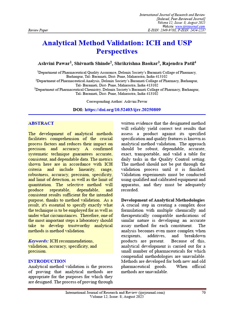 Analytical Method Validation Insights | PDF | Verification And ...