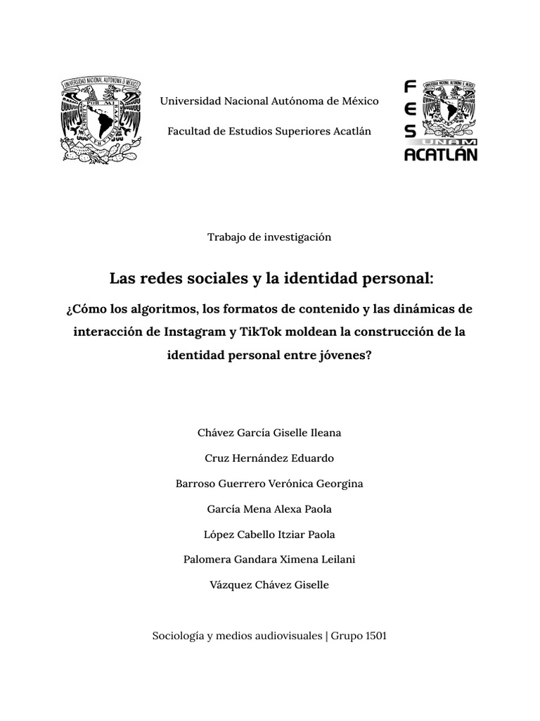 Redes Sociales y Construcción de Identidad | PDF | Grupo social ...