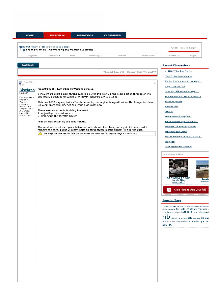 From 9.9 to 15 - Converting My Yamaha 2 Stroke - RIBnet Forums | PDF