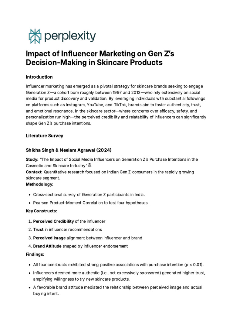 Influencer Impact on Gen Z Skincare Choices | PDF | Brand | Behavioural ...