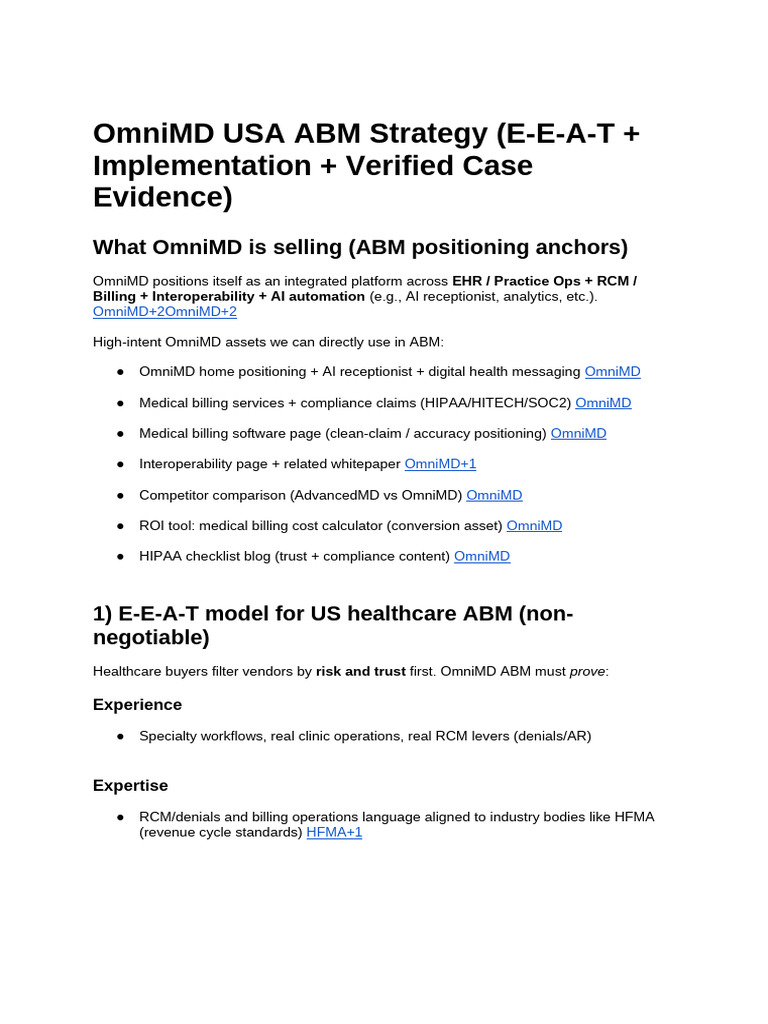 OmniMD ABM Strategy for Healthcare Success | PDF | Health Insurance ...
