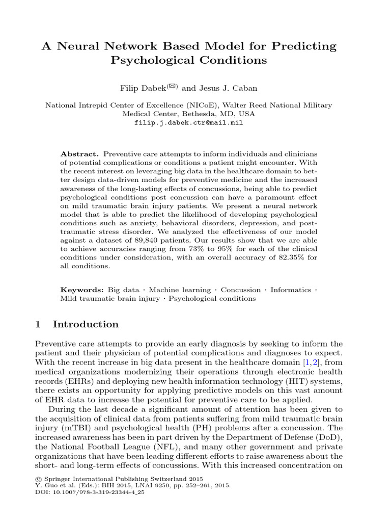 Neural Network Model for PTSD Prediction | PDF | Support Vector Machine ...