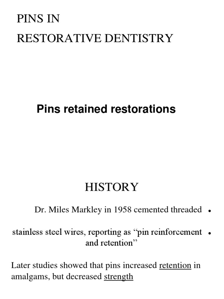 12 Pin Retained Restoration | PDF | Tooth | Dentin