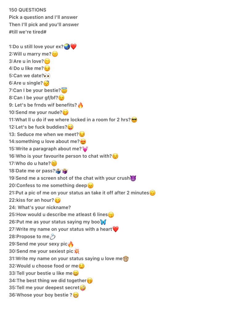 150 Flirty and Personal Questions | PDF