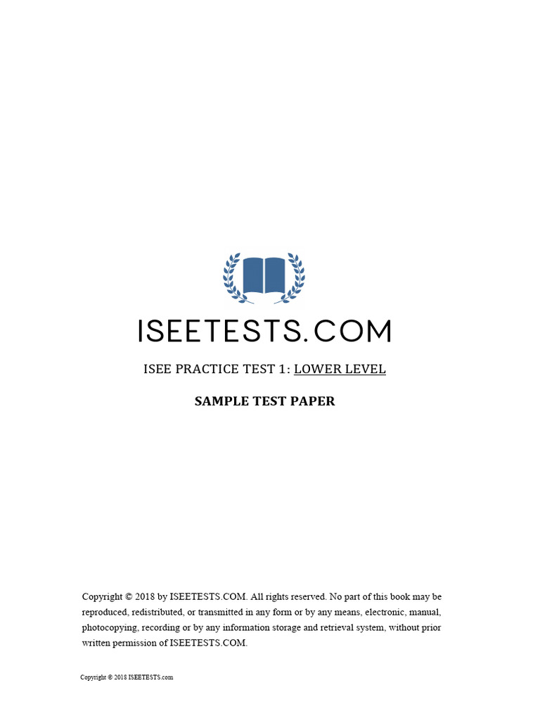 ISEE Lower Level Practice Test 1 | PDF