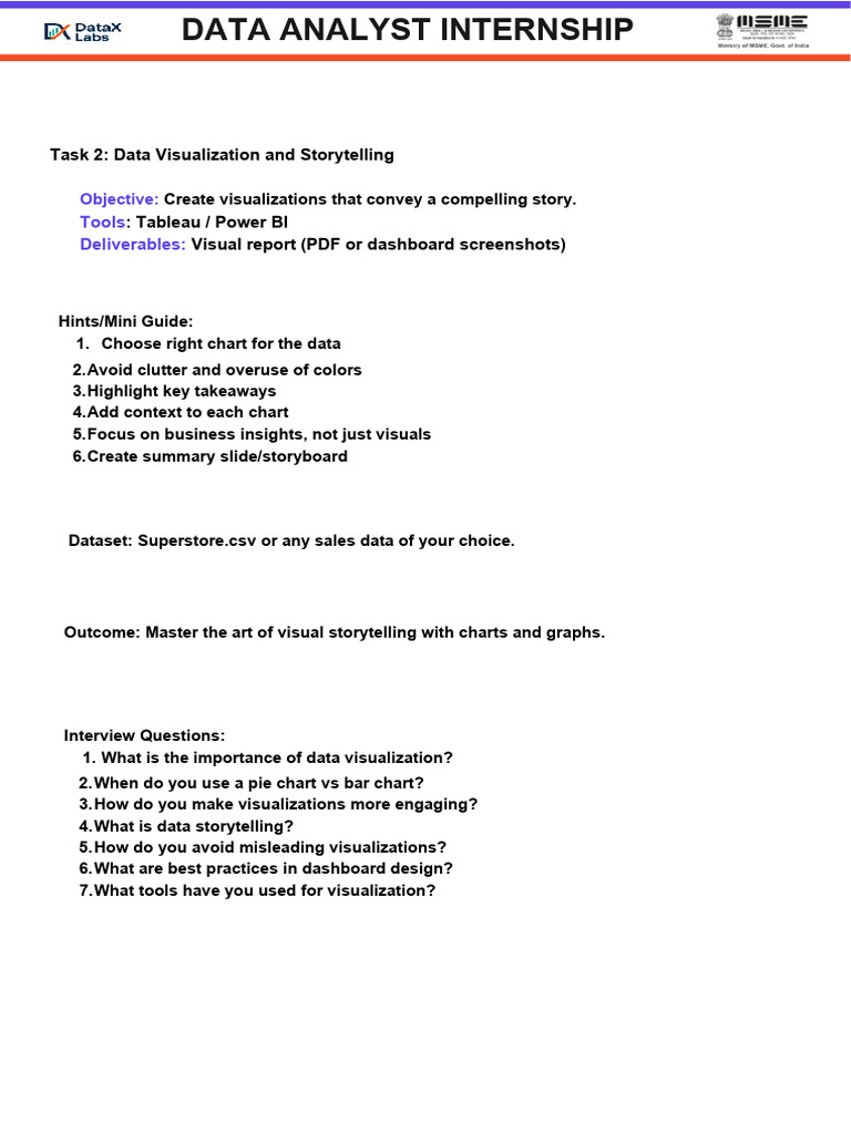 Data Visualization Internship Guide | PDF