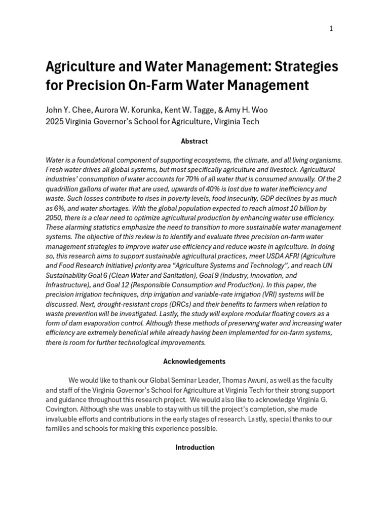 Precision Water Management in Agriculture | PDF | Irrigation | Agriculture