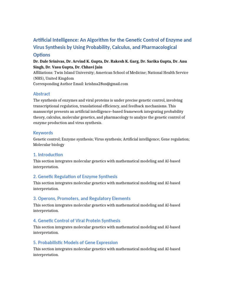 AI Framework for Genetic Control Analysis | PDF | Promoter (Genetics ...