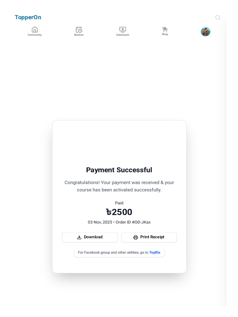 Course Payment Confirmation Receipt | PDF