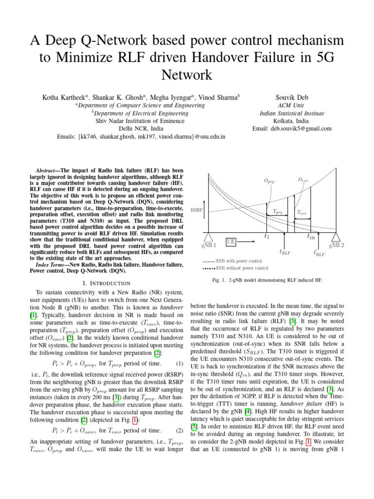DQN-Based Power Control for 5G Handover | PDF | Applied Mathematics